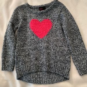 Girls Rule Fuzzy Sweater Heart Knit